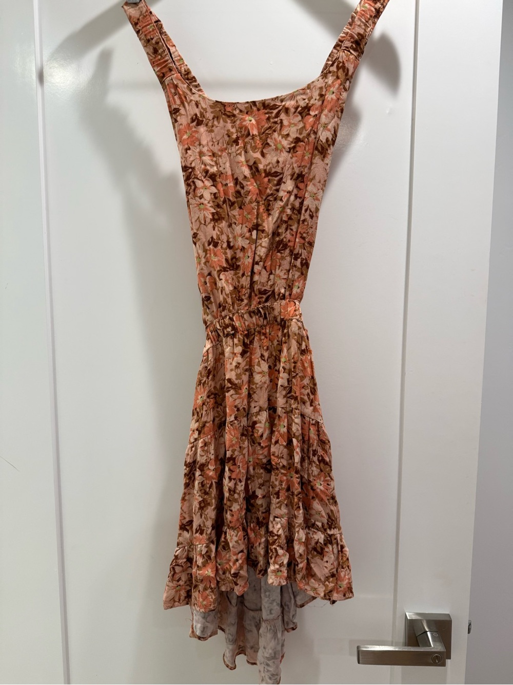 Floral Sleeveless Tiered Midi Dress - Peach Floral
